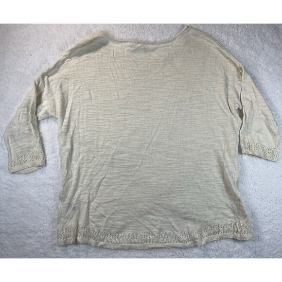 Anthropologie Moth Sweater Womens M Ivory Cross Front Drape Boho Chic Knit Top - Picture 7 of 9